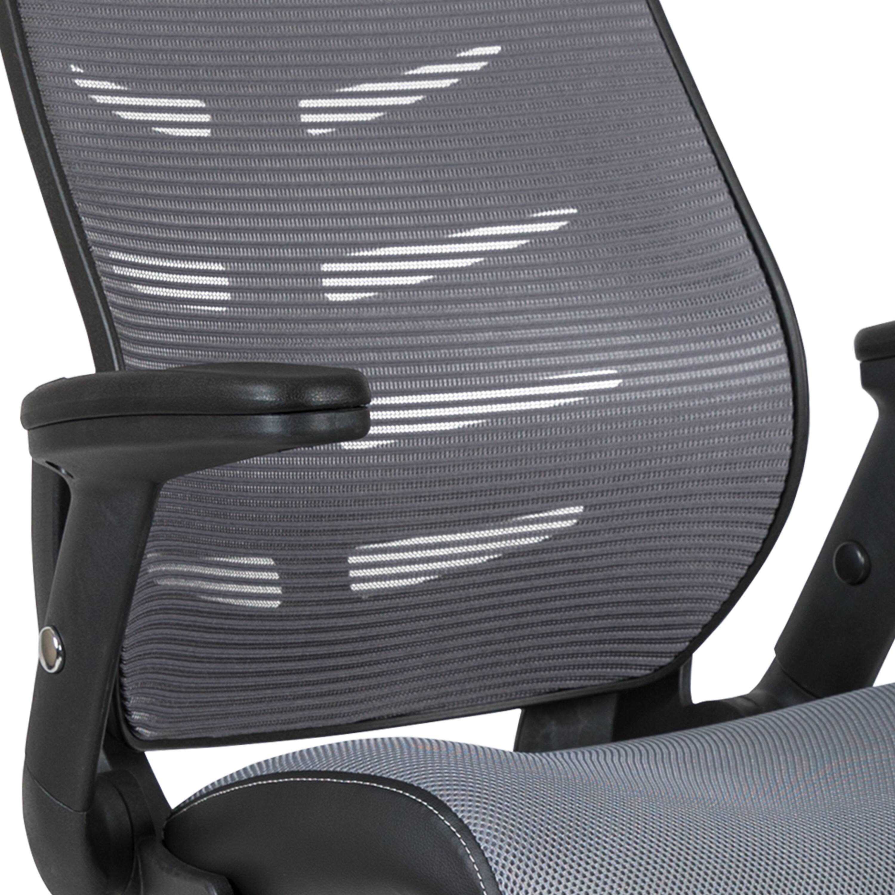 Alt View 10. Emma + Oliver - High Back Mesh Ergonomic Drafting Chair with Adjustable Flip-Up Arms - Dark Gray.