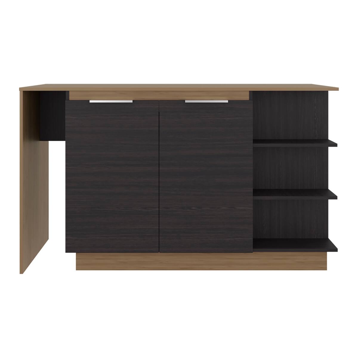 Angle. Loheer - Loheer Modern Kitchen Island with Storage Cabinet Built-In Wine Glass Holder White and Light Oak - White, Light Oak.