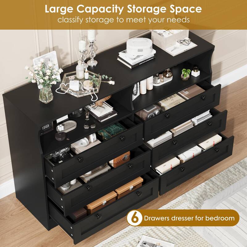 Large Capacity Storage Space  
classify storage to meet your needs  

6 Drawers dresser for bedroom