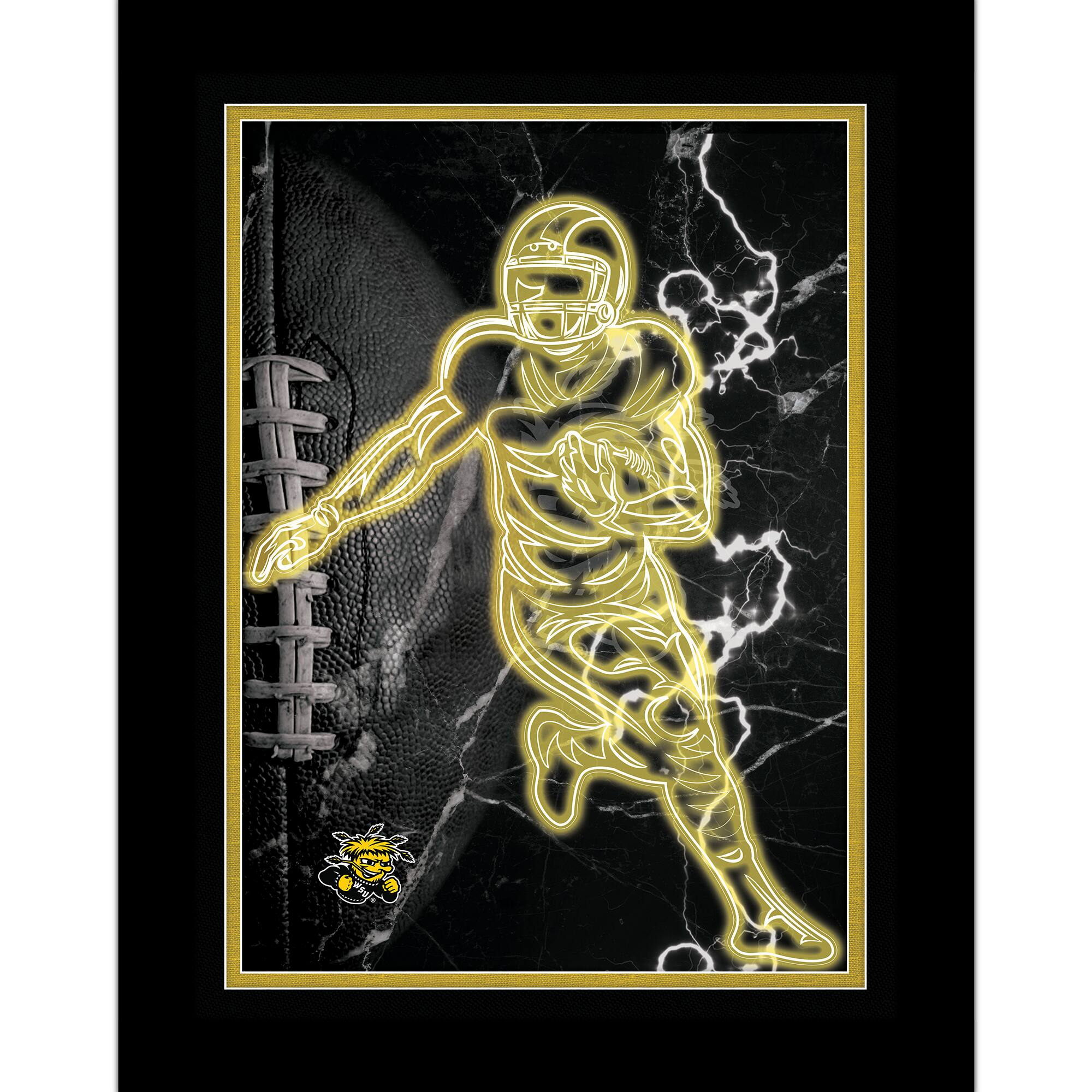 Black Wichita State Shockers 12'' x 16'' Framed Neon Player Print