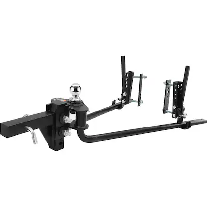 Front. VEVOR - Weight Distribution Hitch,1,500 lbs Weight Distributing Hitches Kit with Sway Control for Trailer,2-In Solid Steel Shank - Black.