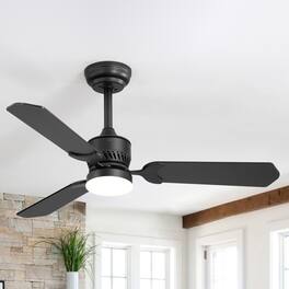 Breezary - 42" Indoor Modern Ceiling Fan with Remote, 3 Blades, 3-Color Light, 6-Speed DC Motor, Timer, 4''/8'' Downrods - Matte Black