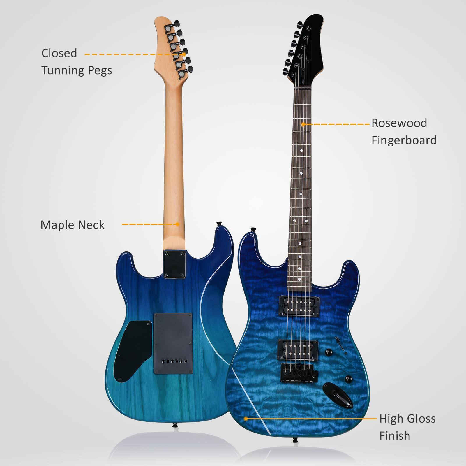 Closed Tuning Pegs  
Rosewood Fingerboard  
Maple Neck  
High Gloss Finish