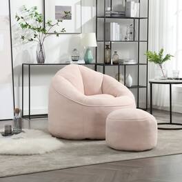 GOODSILO - Premium Microfiber Bean Bag Sofa Chair with Detachable Footrest for Ultimate Comfort and Relaxation - Pink