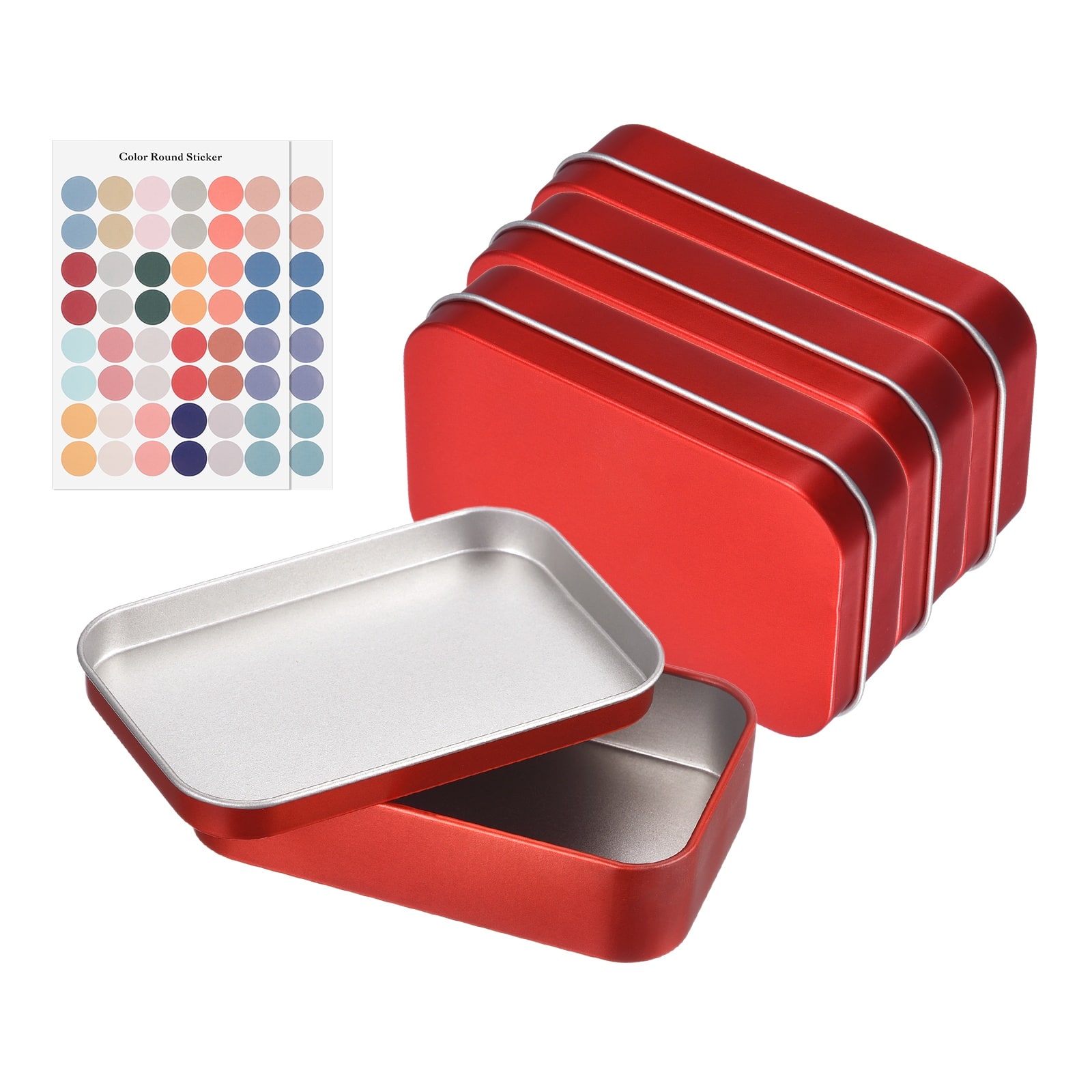 "Unique Bargains - 4pcs Metal Tin Box, 3.7x2.4x0.9"" Rectangular with Self-Adhesive Stickers, Mini Storage for Candy Drawing Pin Crafts - Red" price history on PriceWatchPro