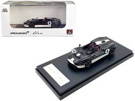 McLaren Elva Convertible #4 Stripes 1/64 Diecast Model Car by LCD Models - Carbon Black with White and Red