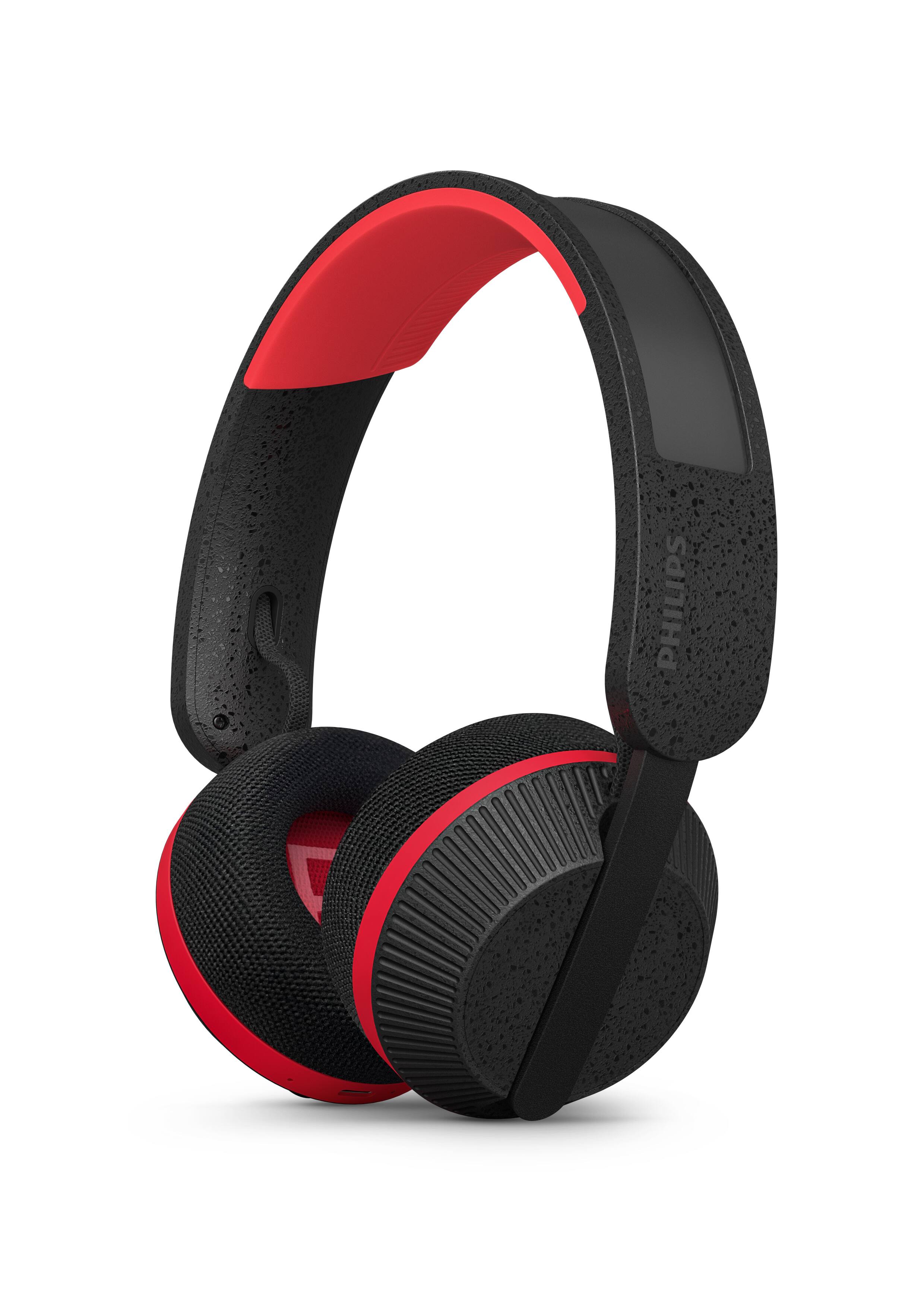 Front. Philips - A6219 Solar-Powered Wireless On-Ear Bluetooth Sports Headphones with 80-Hour Battery Life - Black.