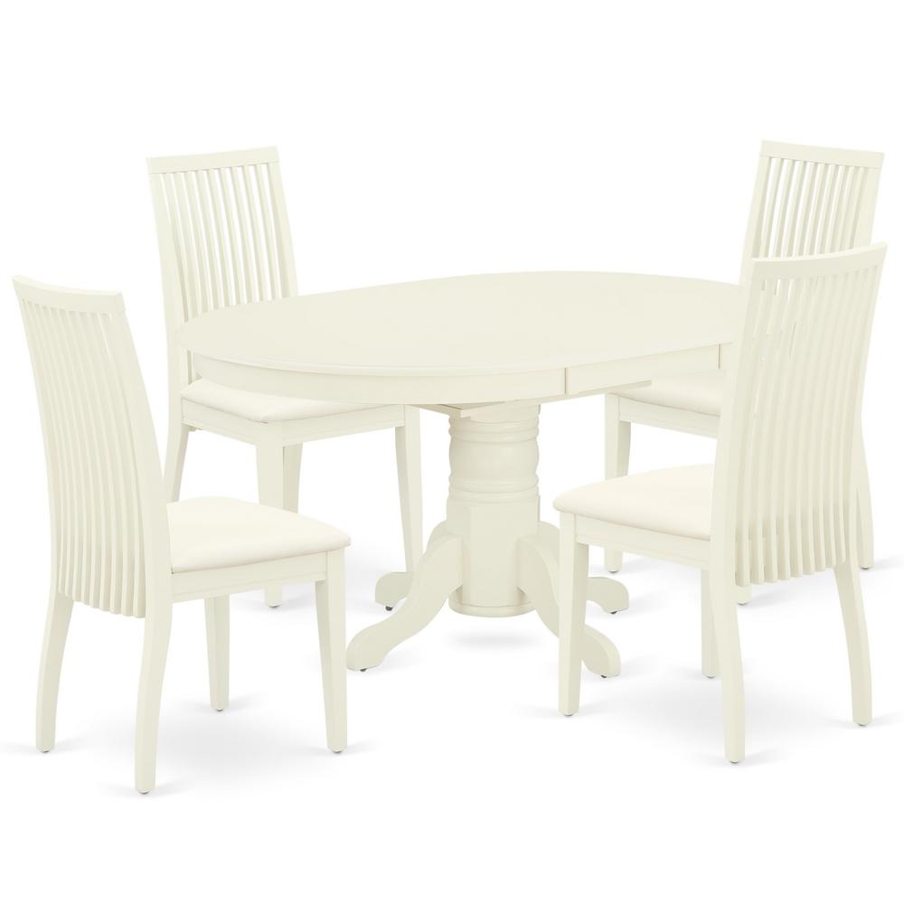 Back. East West Furniture - Dining Room Set Linen White - Brown.
