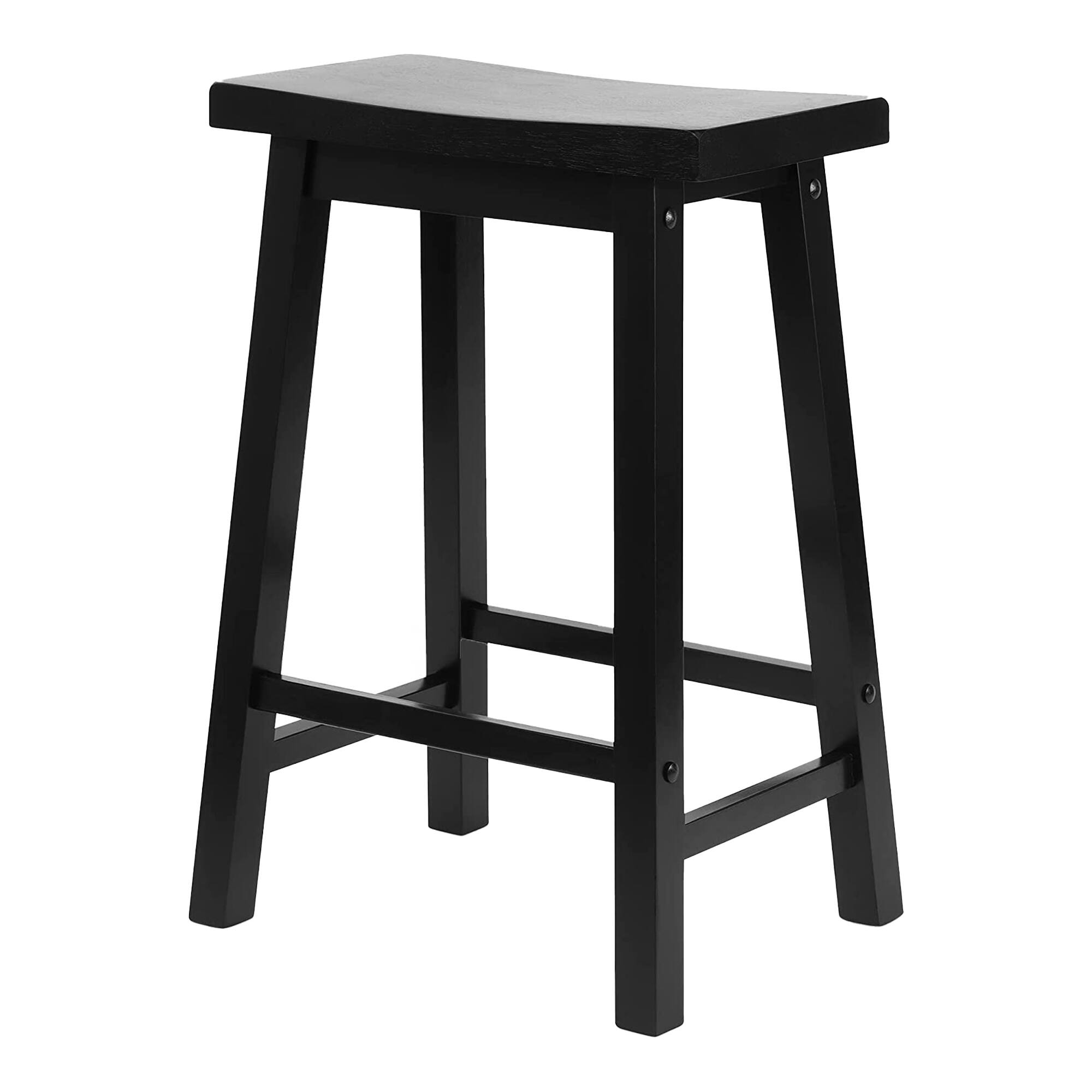 Alt View 10. PJ Wood - PJ Wood Classic Saddle Seat 24 Inch Kitchen Bar Counter Stool, Black (4 Pack) - Black.