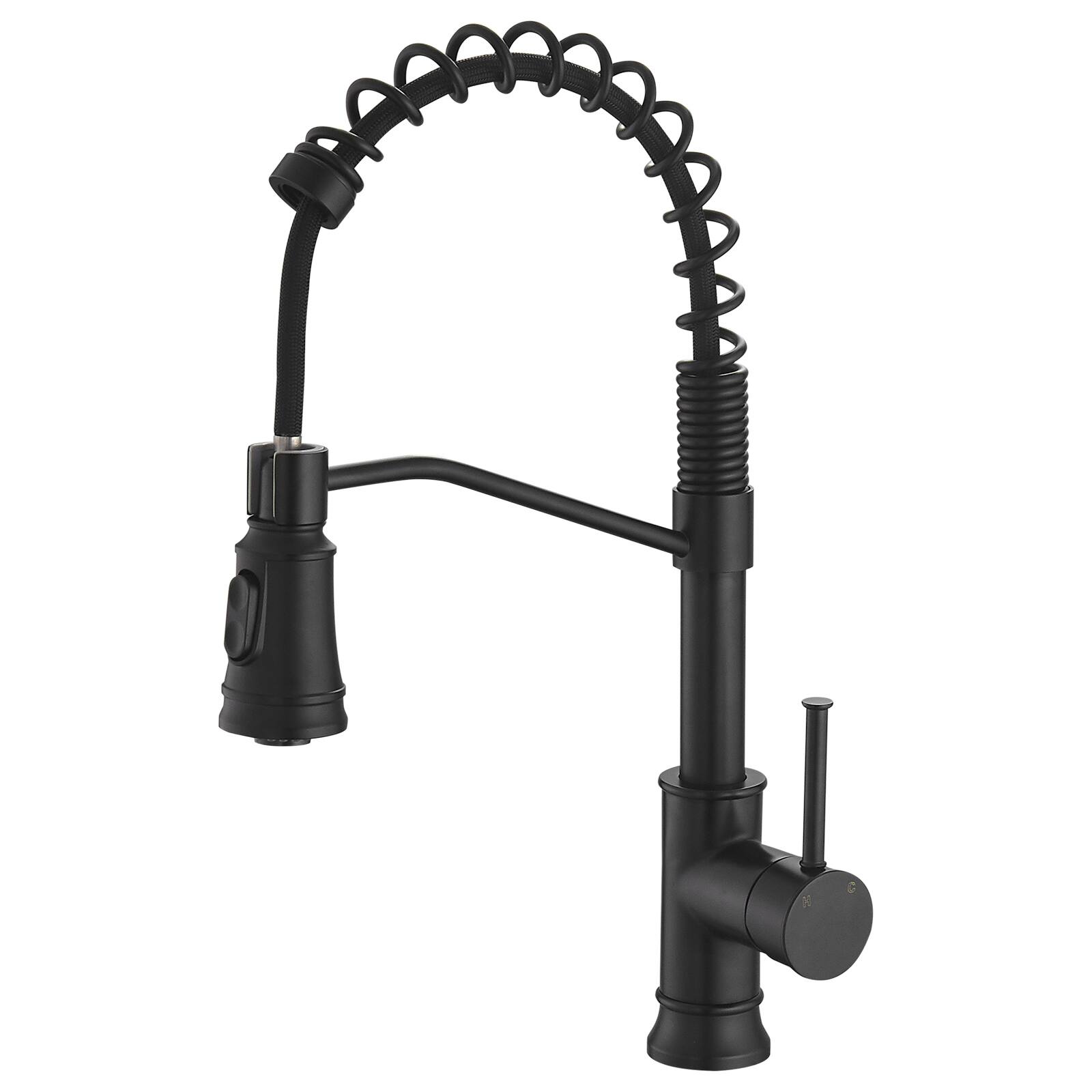 Alt View 1. APRILSOUL - Kitchen Faucet with Pull Out Sprayer Black Stainless Steel Single Handle Kitchen Sink Faucets - Black.