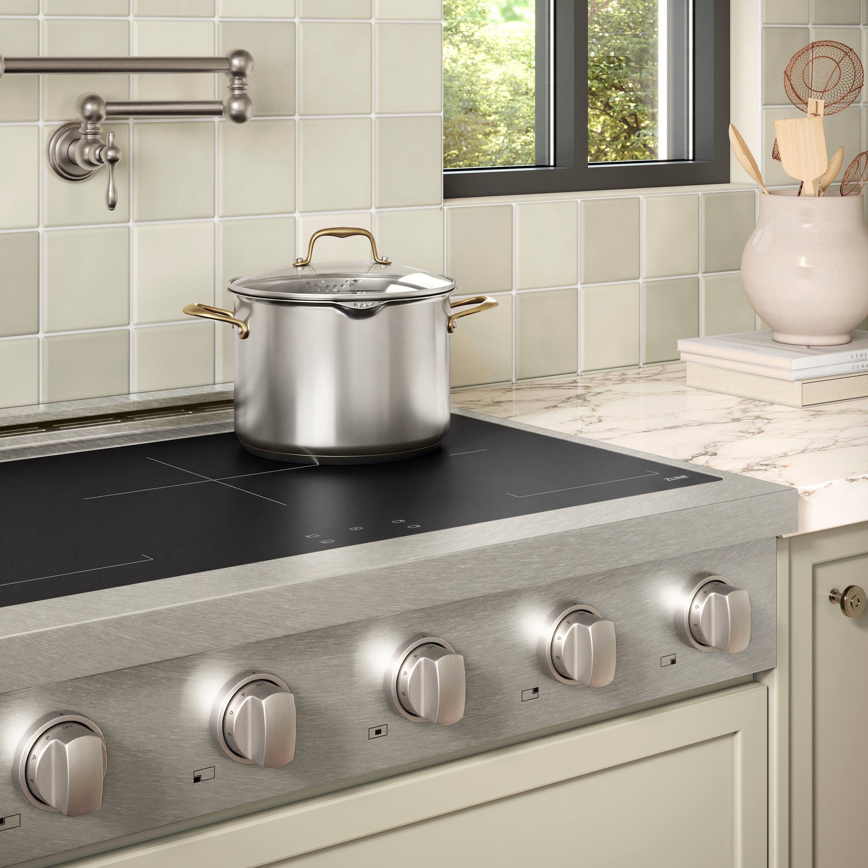 Alt View 6. ZLINE - 36 in. Paramount Built-in Electric Induction Rangetop with 5 Element Cooktop in Satin Stainless Steel - Stainless Steel.
