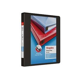 Staples - Heavy Duty 1" 3-Ring View Binder, D-Ring - Black