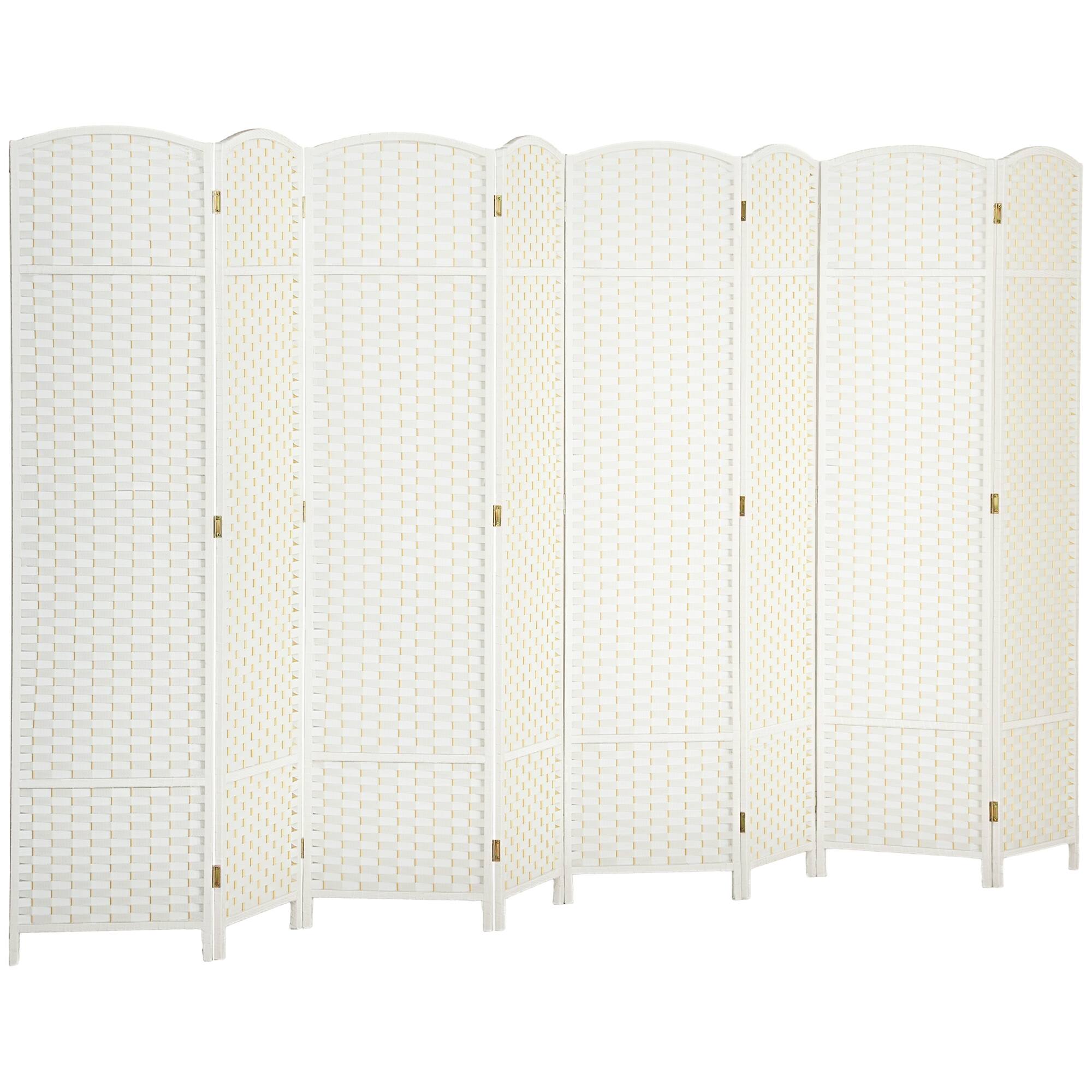Homcom - Room Divider, 8 Panel Folding Privacy Screen, 5.6' Tall Freestanding Wall Partition for Home Office, Bedroom - White