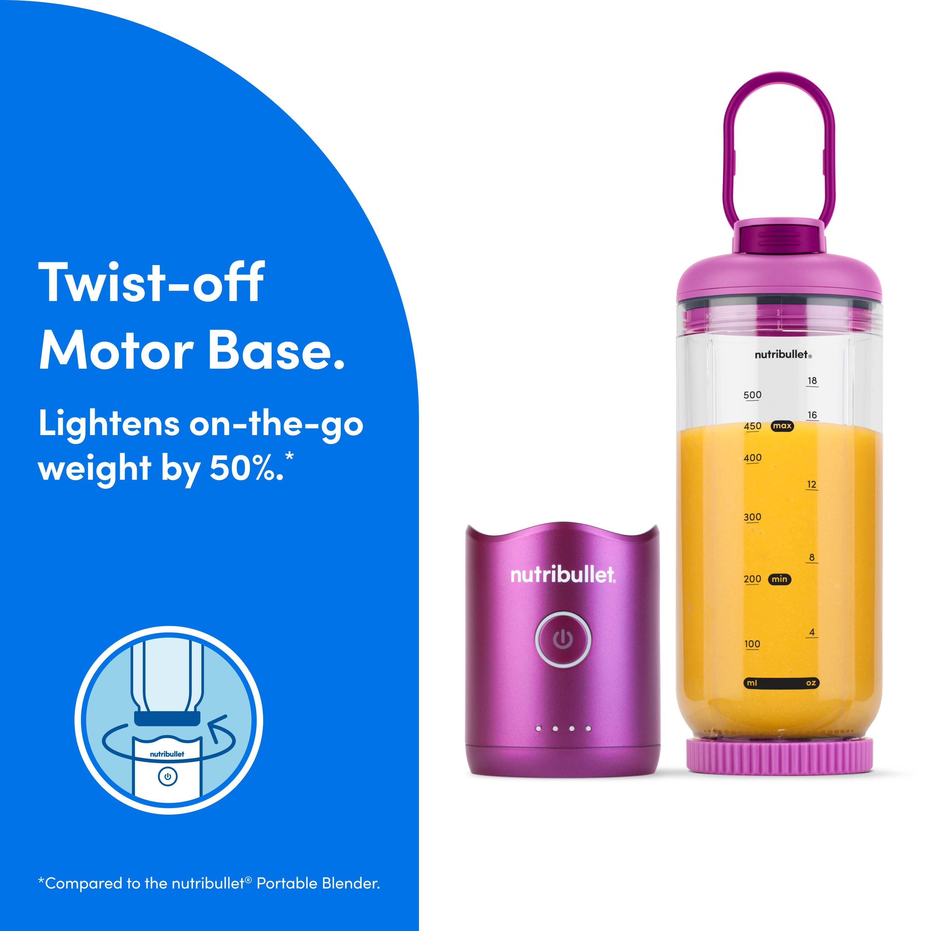 Twist-off Motor Base. Lightens on-the-go weight by 50%.*  
nutribullet.  

*Compared to the nutribullet Portable Blender.