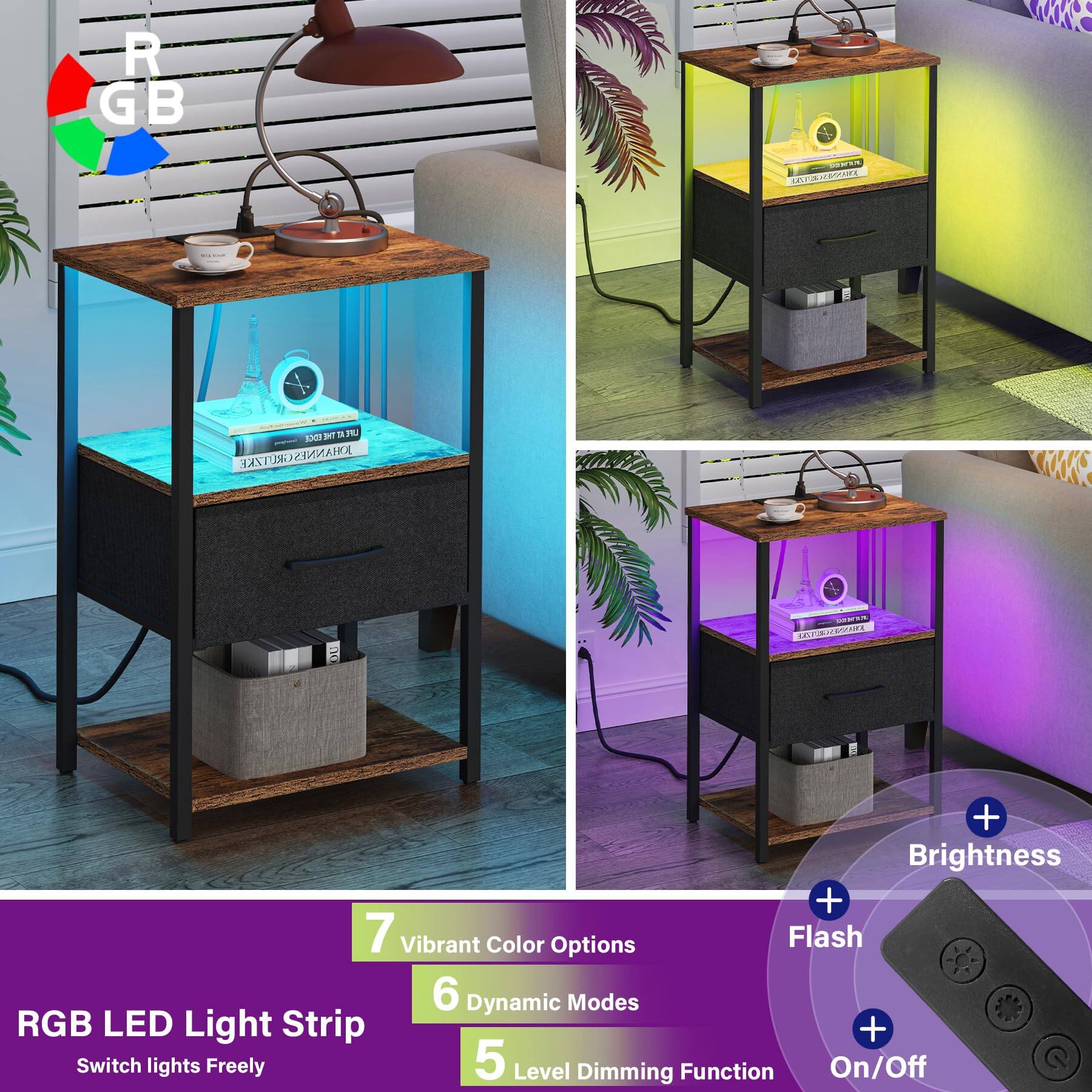 RGB LED Light Strip  
Switch lights Freely  

7 Vibrant Color Options  
6 Dynamic Modes  
5 Level Dimming Function  

Brightness  
Flash  
On/Off