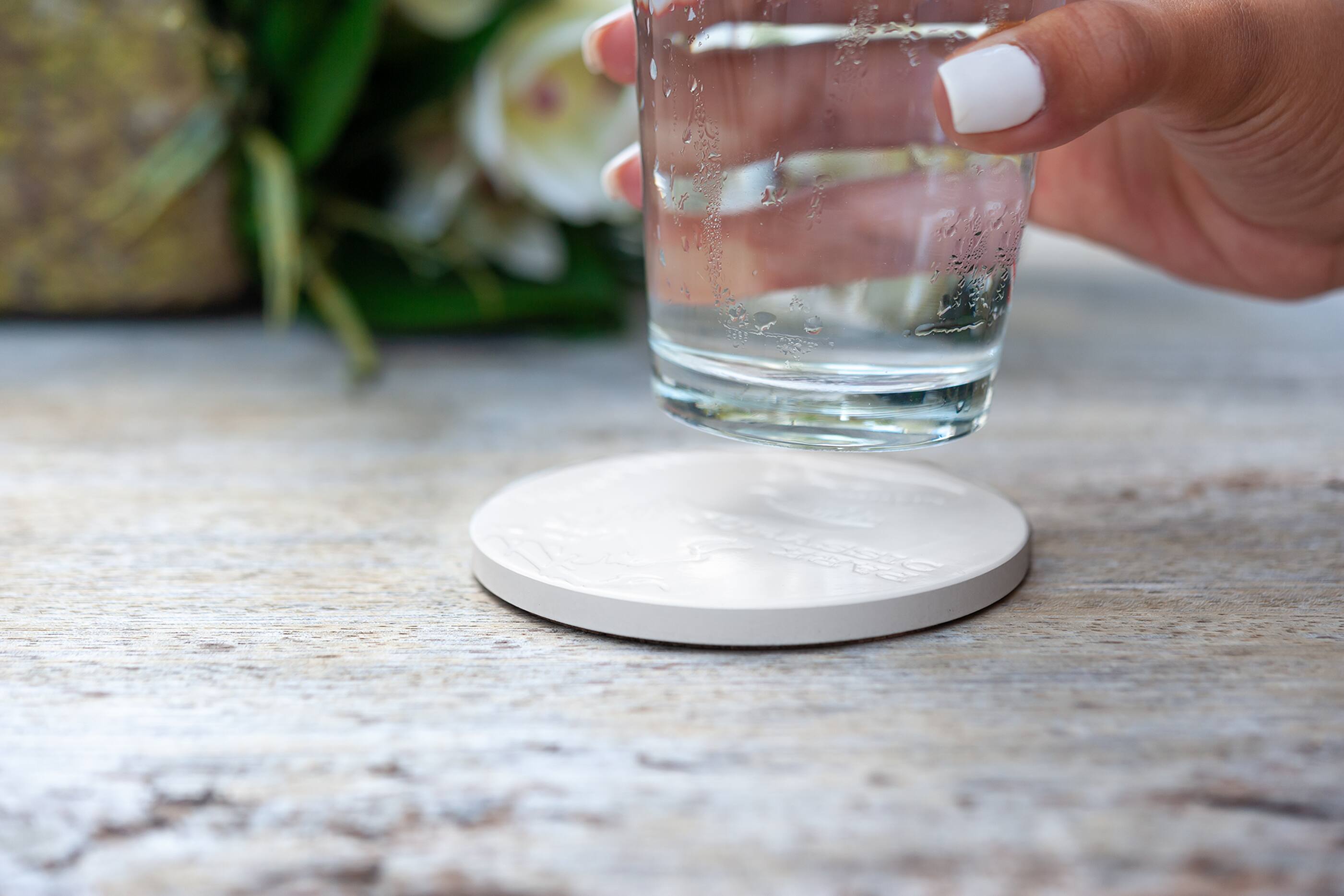 Alt View 4. Seven20 - Jurassic Park Tyrannosaurus Rex Logo Heavy Duty Ceramic Coaster | 4 Inches Round - White.