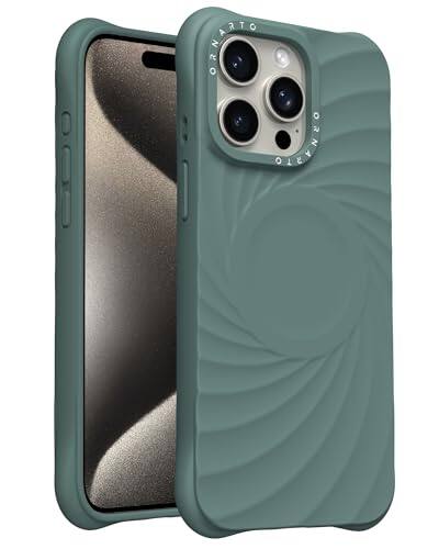 Alt View 1. Ornarto - ORNARTO Vortuxe for iPhone 15 Pro Max Case 6.7" and for AirPods Pro 2 Case in Pine Green - Pine Green.