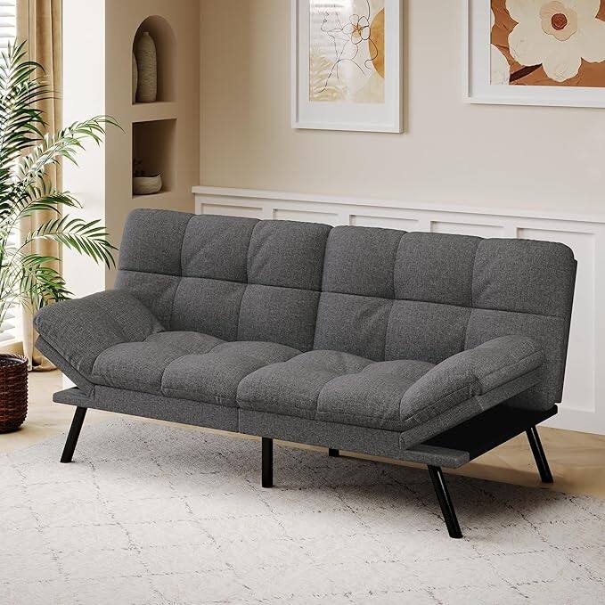 Dyonery - 71-inch sofa, with adjustable backrest and armrests, multiple mode switching, fashionable sofa - Gray