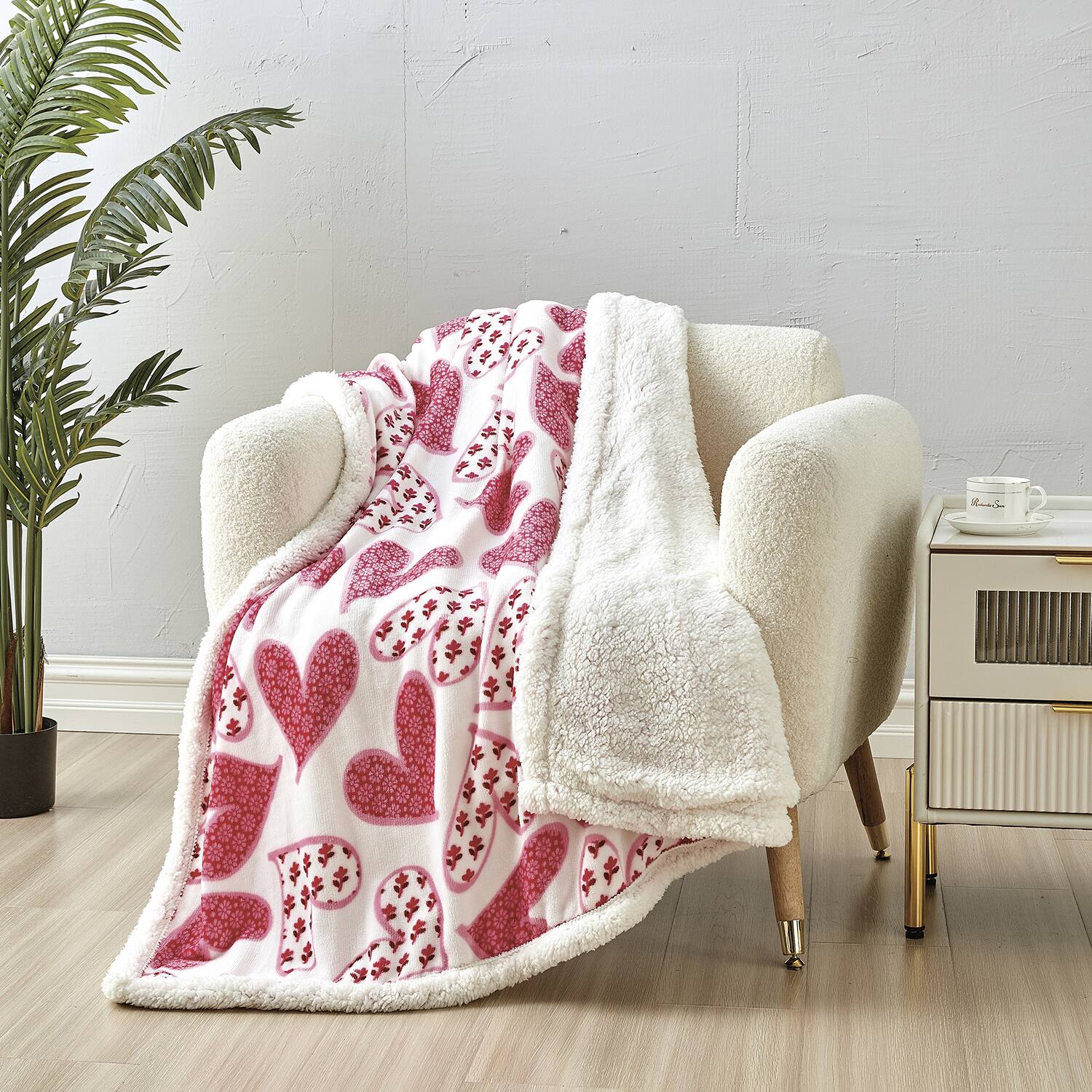 Alt View 1. Noble House - Plazatex Valentine Scarlett Sherpa Plush Decorative Throw Blanket 50" x 60" Pink - Pink.