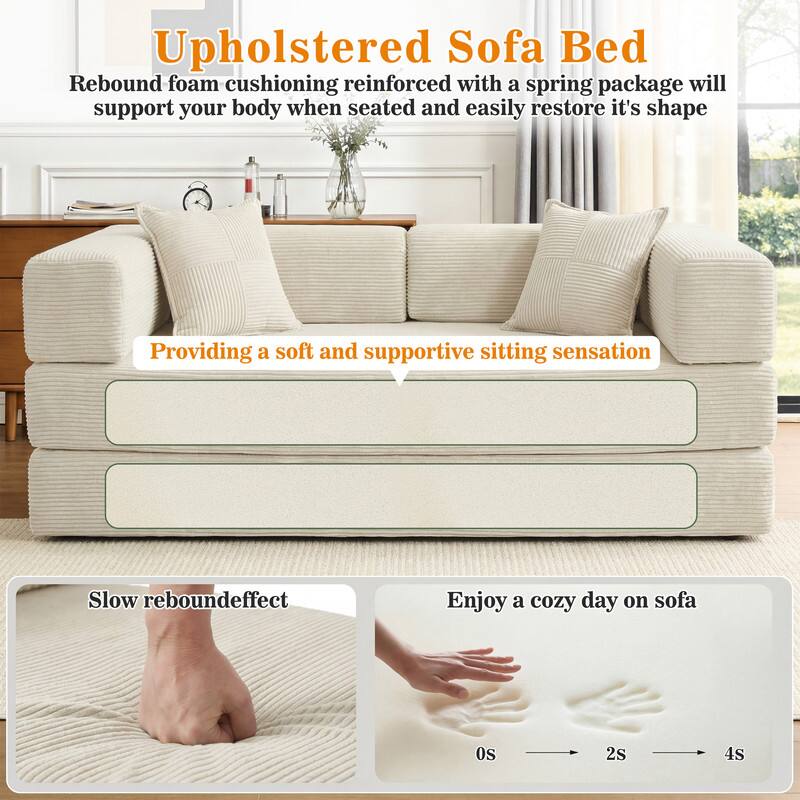 Upholstered Sofa Bed

Rebound foam cushioning reinforced with a spring package will support your body when seated and easily restore its shape. Providing a soft and supportive sitting sensation.

Slow rebound effect

Enjoy a cozy day on sofa

0s — 2s — 4s