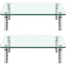 Front. KKTONER - KKTONER Glass Monitor Stand Height Adjustable Suitable for Home Office 2-Piece Computer Monitor Stand - Clear.