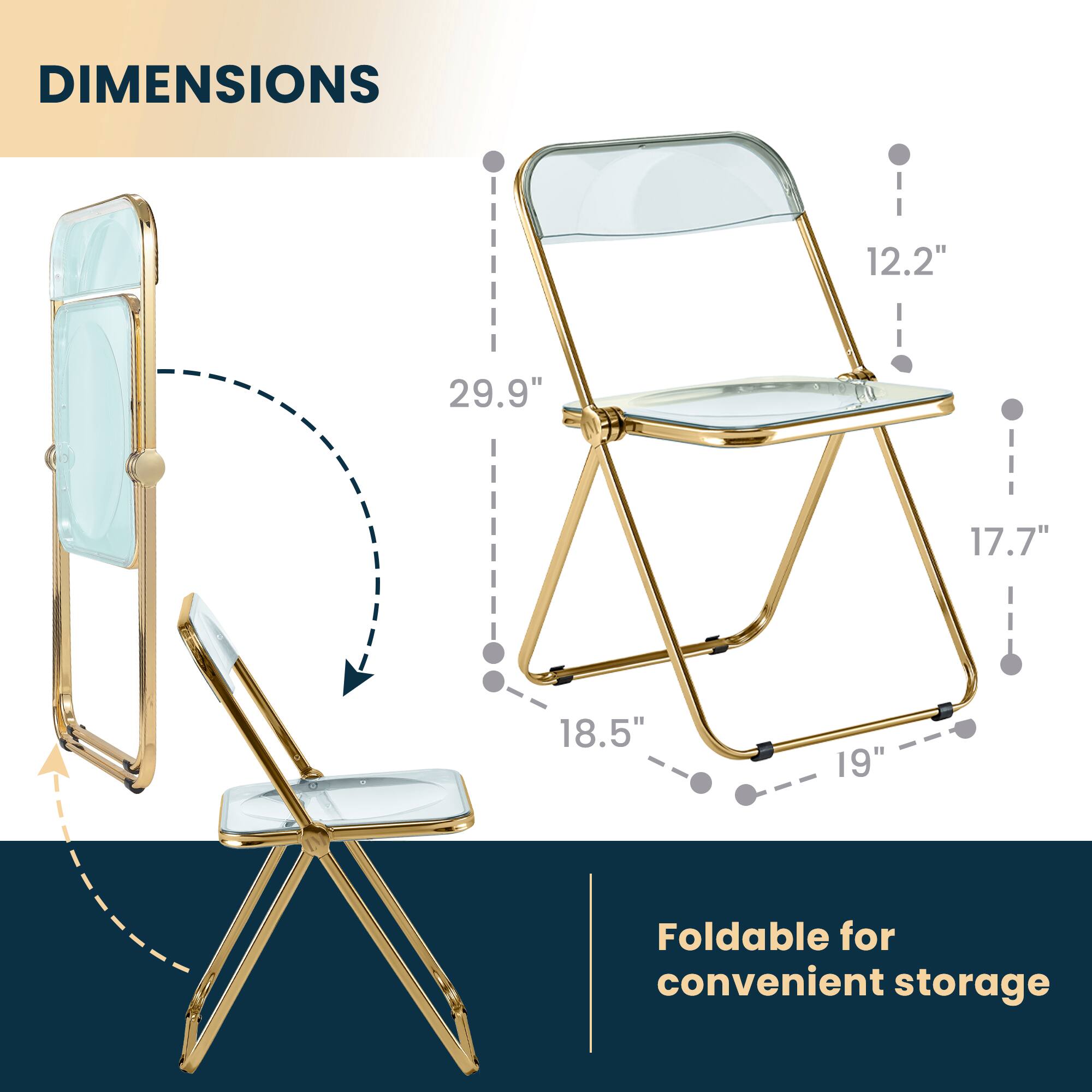 DIMENSIONS 12.2" 29.9" 17.7" 18.5" 19" Foldable for convenient storage