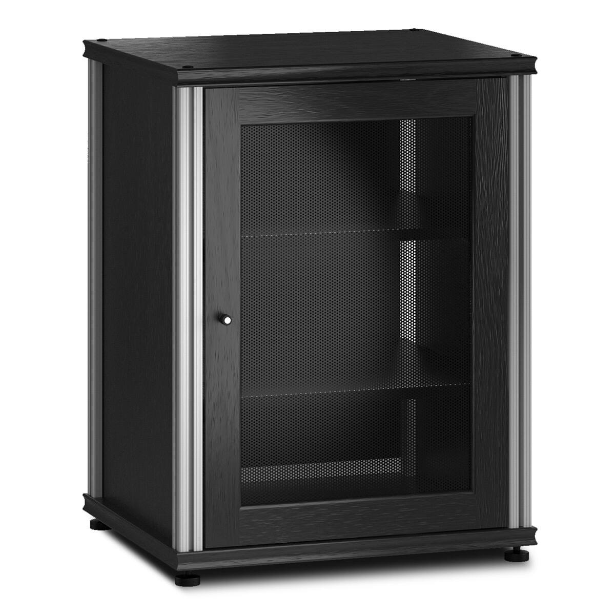 Front. Salamander Designs - Salamander Designs Synergy 303 Single AV Cabinet (Black Oak with Aluminum Posts) - Black Oak/Aluminum.