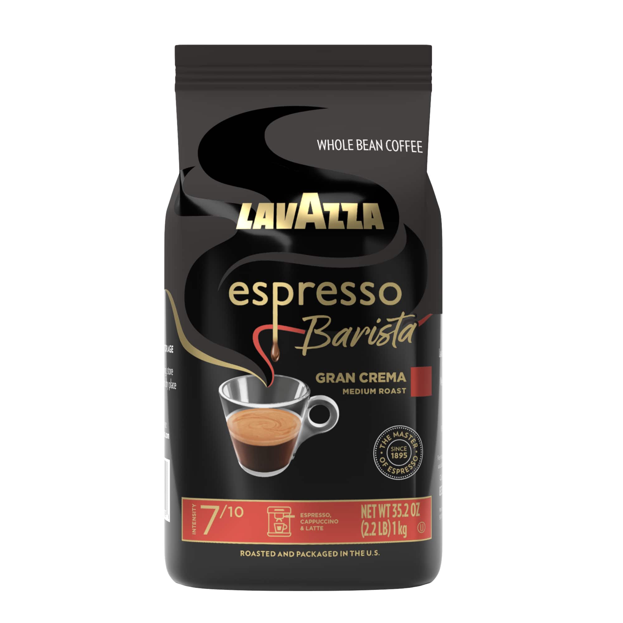Lavazza - Espresso Barista Gran Crema Whole Bean Coffee, Medium Roast, Arabica and Robusta Blend, 2.2 lb Bag (pack of 1)