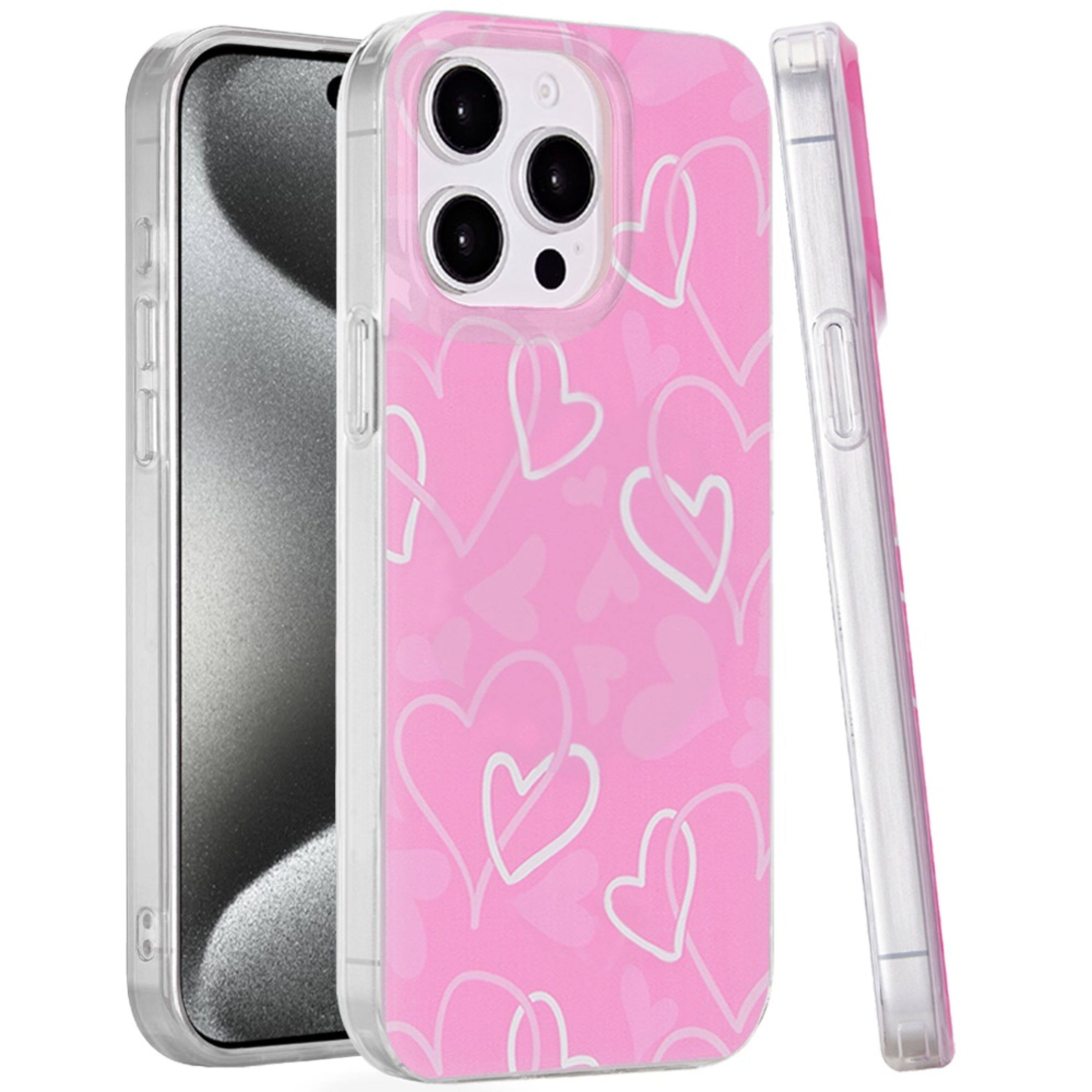 Kitcheniva - Dual Layer TPU Protective Case With Tempered Glass For iPhone 15 Pro Max Hearts - Multicolor price history on PriceWatchPro