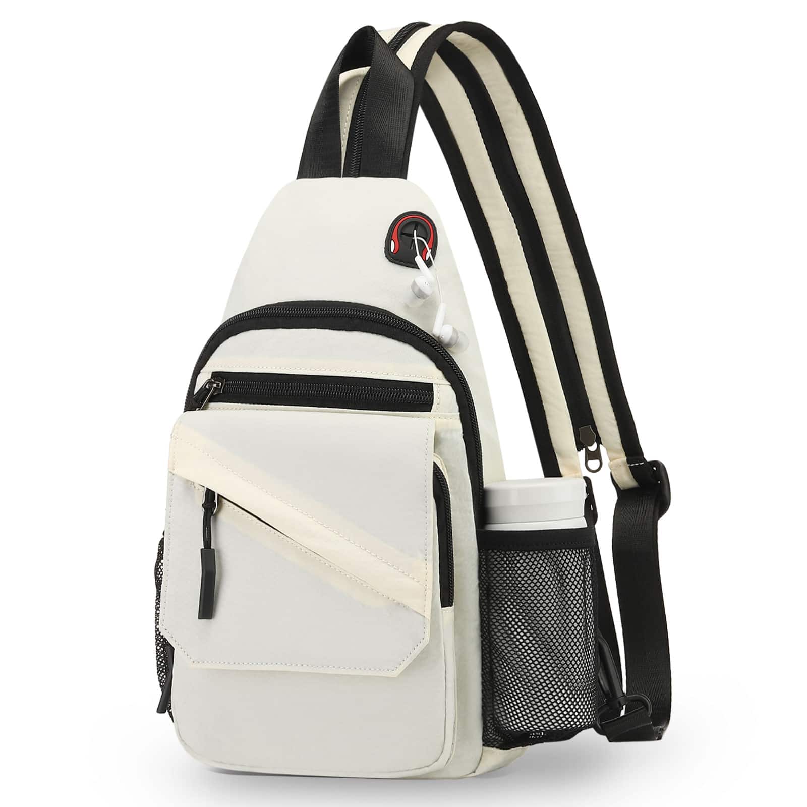 Unique Bargains - Crossbody Bag Casual Sling Bag Convertible Backpack 3-in-1 Anti-Theft Shoulder Bag Trendy Daypack for Travel Large - Beige