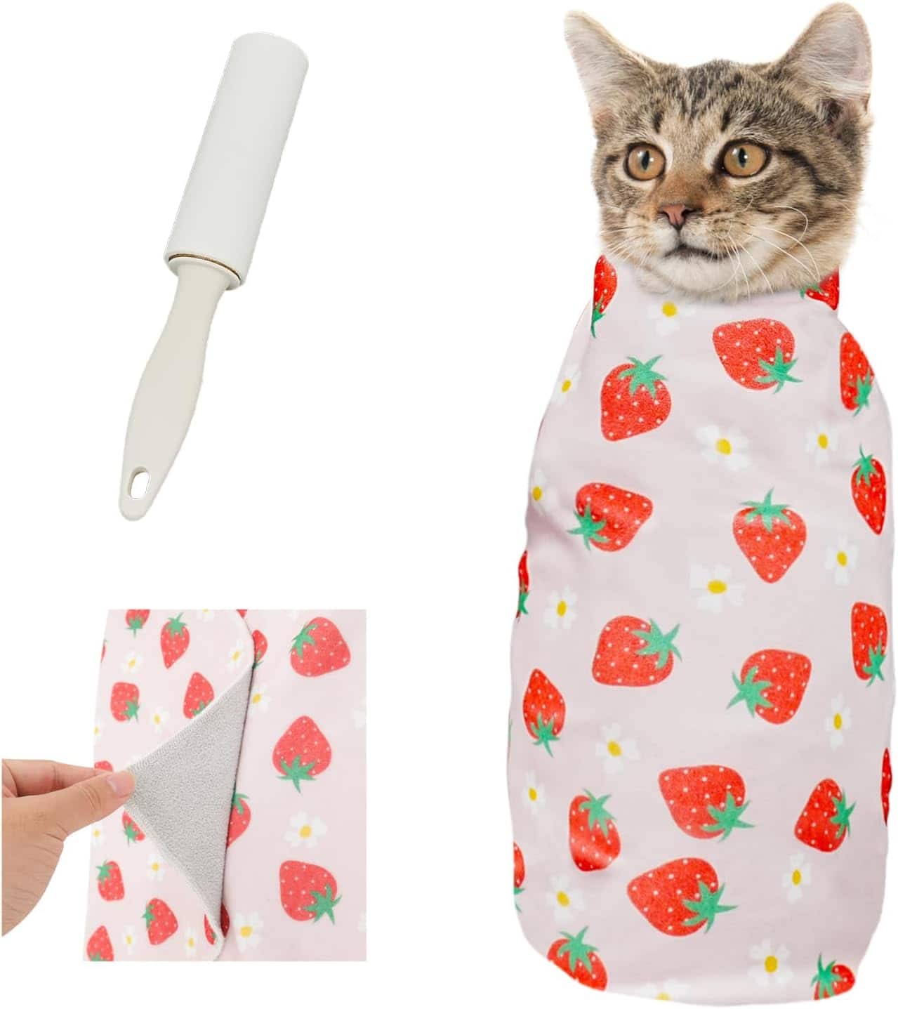 Supet - Cat Wrap for Cutting Nails, 2025 Self-Adherent Cat Grooming Wrap, Anti-Escape Calming - Pink