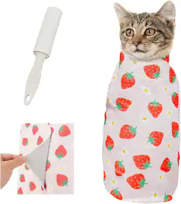 Supet - Cat Wrap for Cutting Nails, 2025 Self-Adherent Cat Grooming Wrap, Anti-Escape Calming - Pink