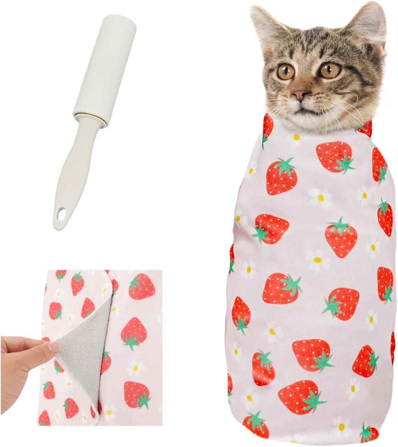 Front. Supet - Supet Cat Wrap for Cutting Nails, 2025 Self-Adherent Cat Grooming Wrap, Anti-Escape Calming - Pink.