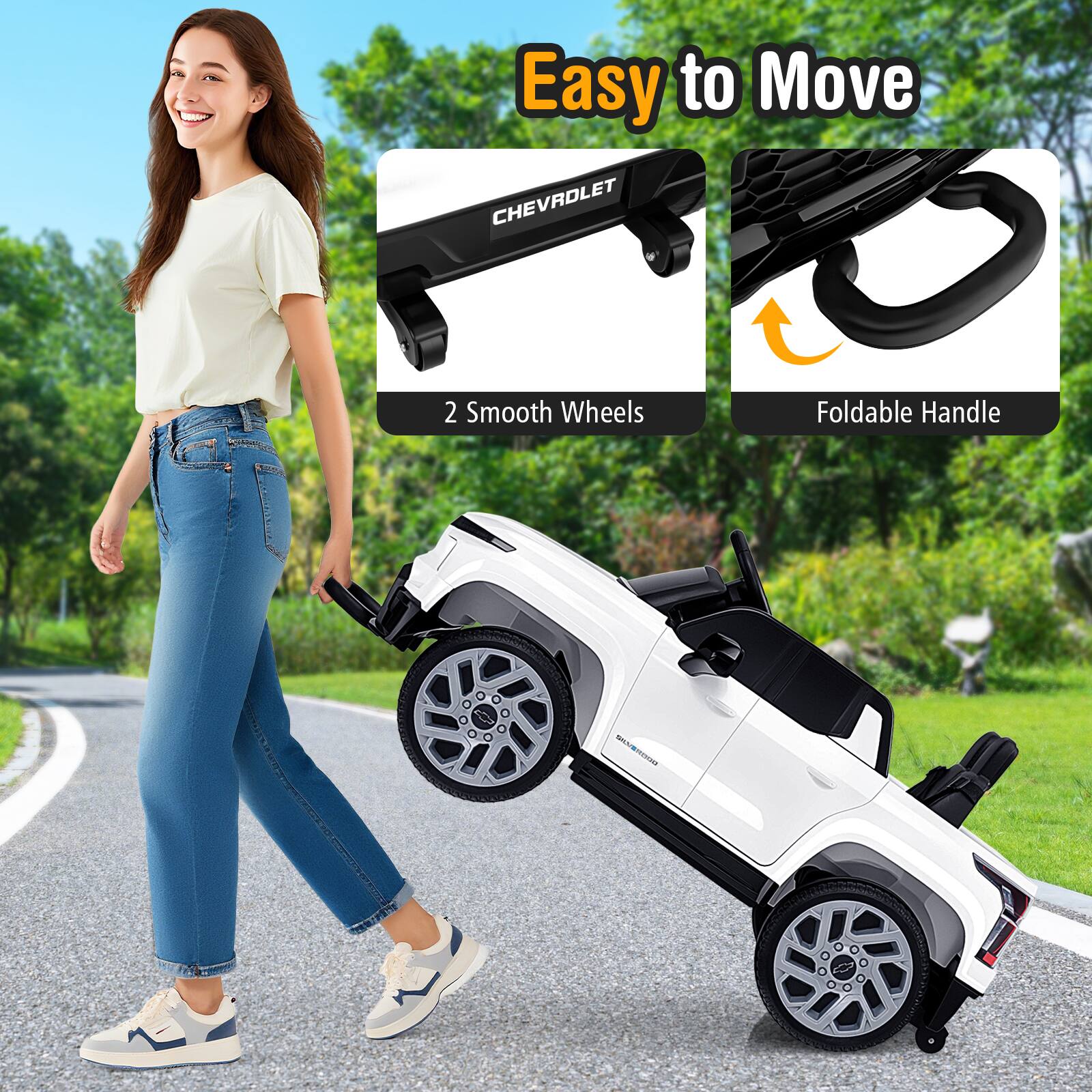Easy to Move

CHEVROLET

2 Smooth Wheels

Foldable Handle