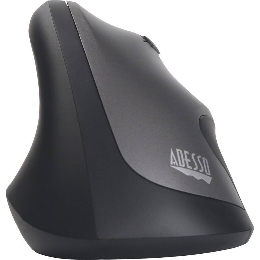 Alt View 4. Adesso - Adesso Antimicrobial Wireless Vertical Ergonomic Mouse - Optical - Wireless - 30 ft - Radio Frequency - 2.40 GHz - Gray - Black.