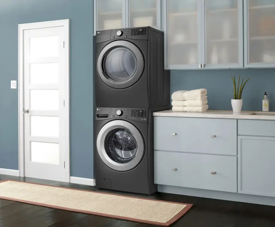 Alt View 19. LG - 7.4 Cu. Ft. Stackable Electric Dryer with Wrinkle Care - Middle Black.