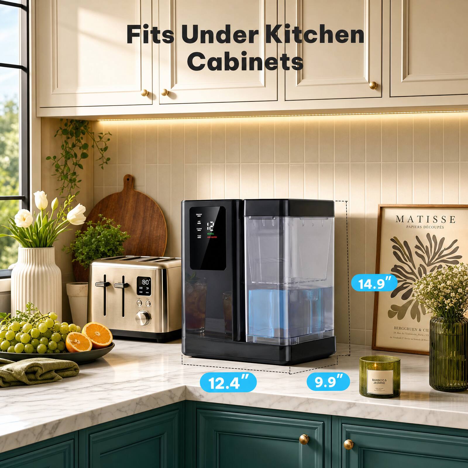 Fits Under Kitchen Cabinets

MATISSE PAPIERS DÉCOUPS

U.A.L

08

14.9"

BERGGRUEN & CIE 3 la Tamemix, Me a a Admil: brfor - Salories

12.4"

9.9"

SAIMBOO & SWANSMINE