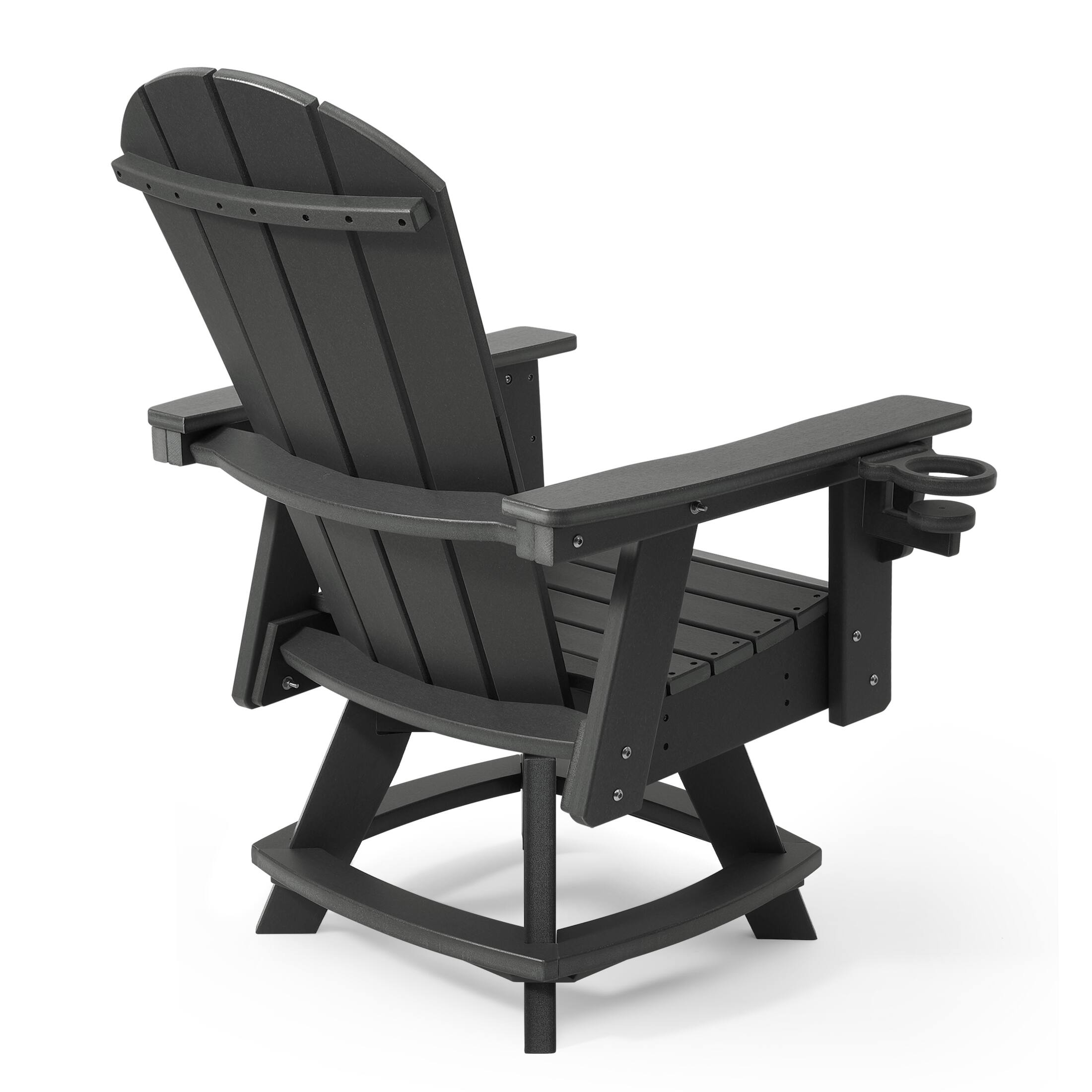 Back. WestinTrends - WestinTrends Malibu Outdoor HDPE Swivel Adirondack Patio Dining Chair With Cup Holder - Gray.