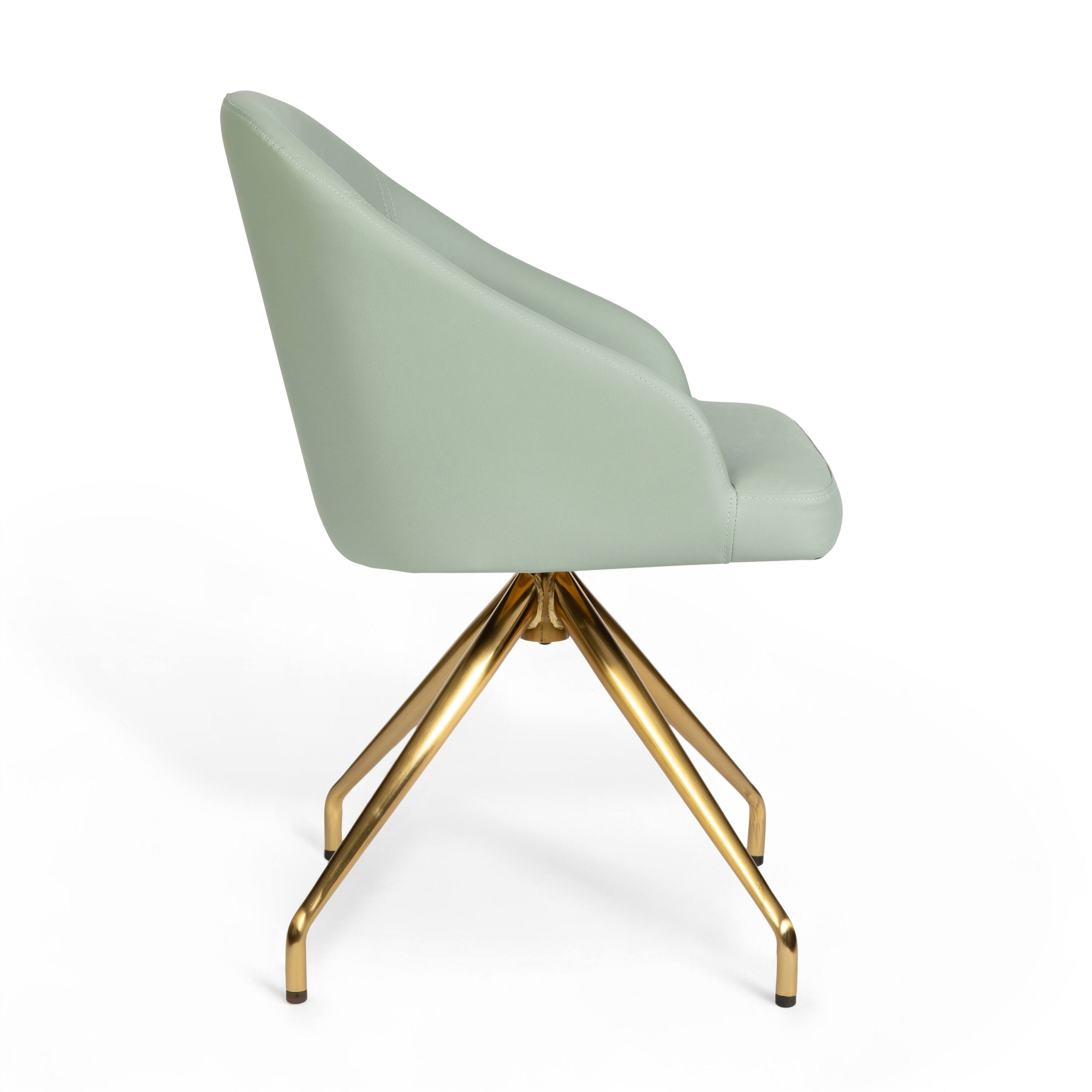 Alt View 9. Martha Stewart - Sora Upholstered Stationary Swivel Home Office Chair - Sage Faux Leather/Polished Brass Frame.