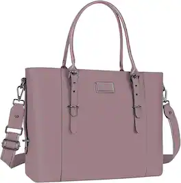 mosiso - Waterproof PU Leather Laptop Bag for Women 17.3 Inch, Vintage Briefcase Shoulder Tote Computer Bag for Work & Office - Purple