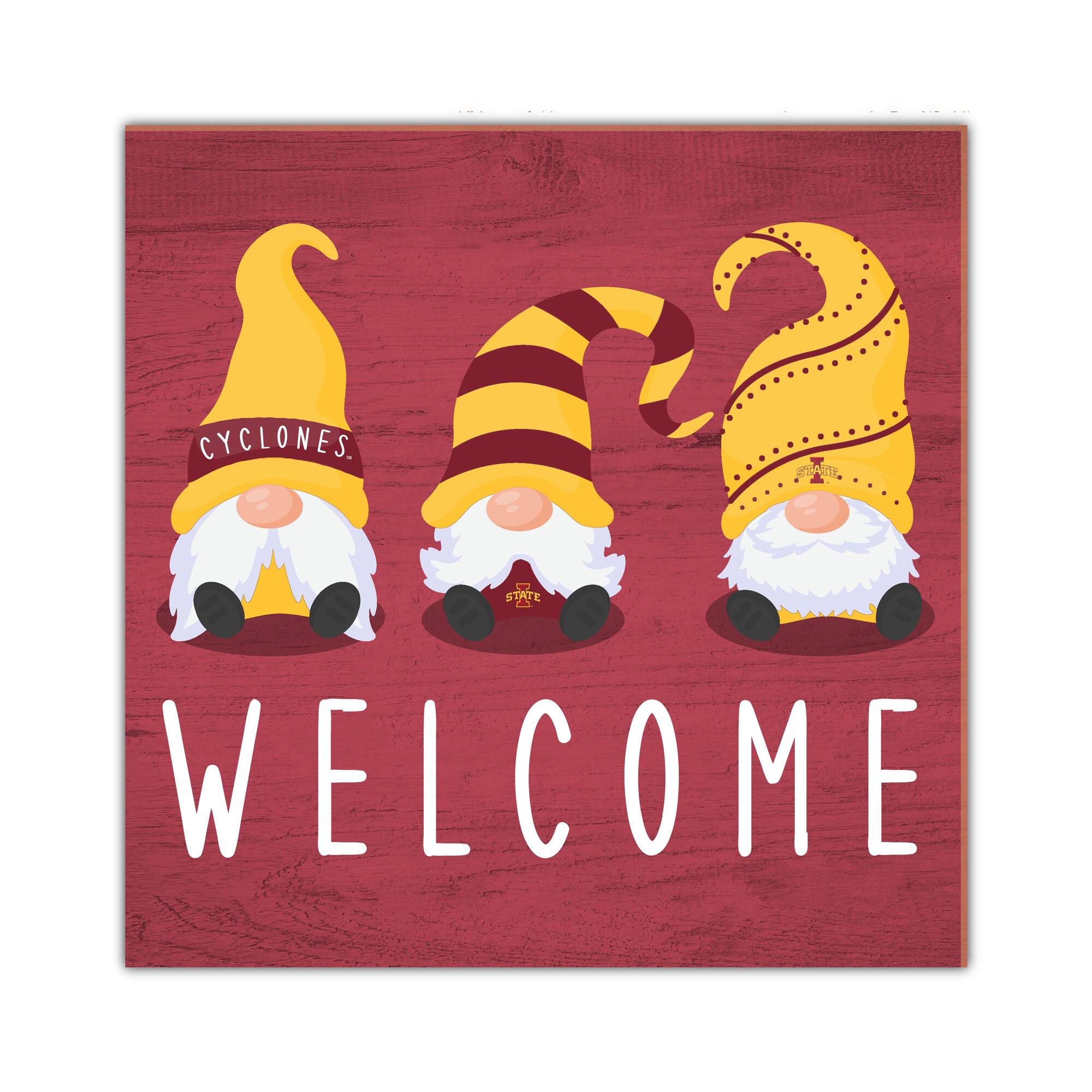 Iowa State Cyclones 10'' x 10'' Welcome Gnomes Sign