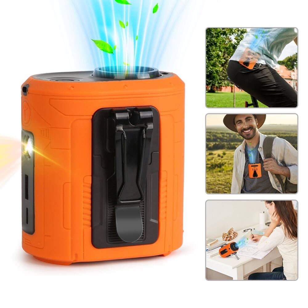 Alt View 1. Loheer - Loheer 5-in-1 Waist Clip Fan 10000mAh Portable Neck Fan 5 Speeds Wearable Belt Fan with Flashlight for Job Site.