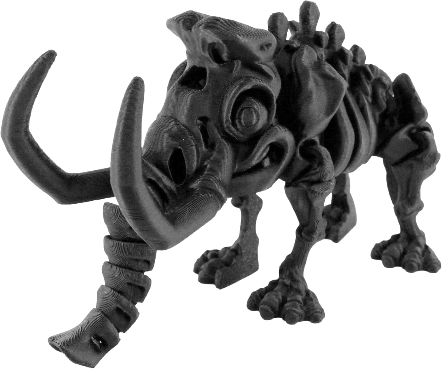 JuzToys - 3D Printed Skeleton Woolly Mammoth, Prehistoric Collectible Articulating Dinosaur Figurine Desk Décor by PowerTRC - Black