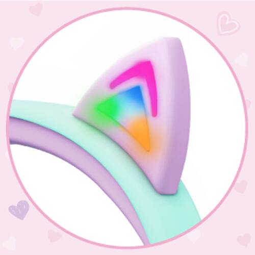 Angle. FosPower - Kids Headphones Wired, Over Ear Headphones for Kids with Cord, Cat Headset 3.5mm, Light Up LED Cat Ears, Teal/Purple - Multicolored.