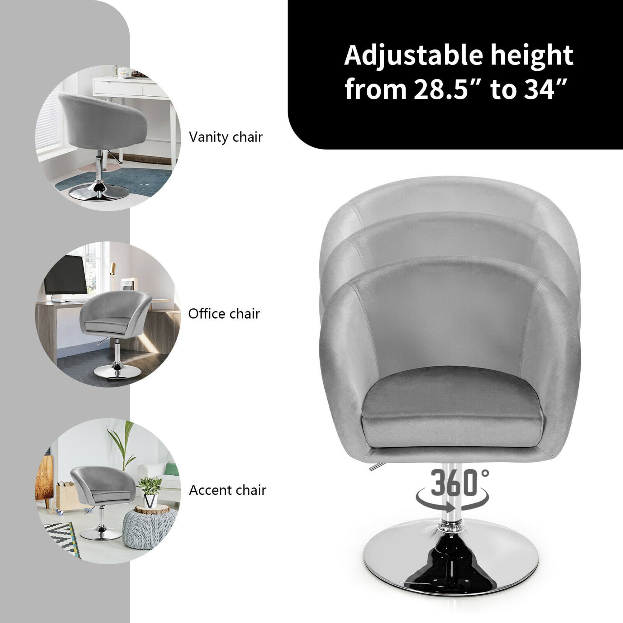 Adjustable height from 28.5" to 34" Vanity chair Office chair Accent chair 360°