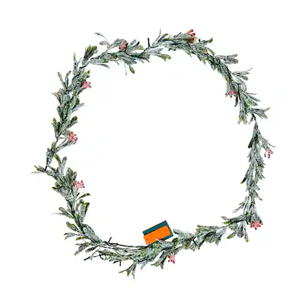 Front. HTUTWOO - 6.6Ft Christmas Garland - LED Fairy Lights with Vines Berries Olive Leaves, Battery Operated for Party & Home - Green.