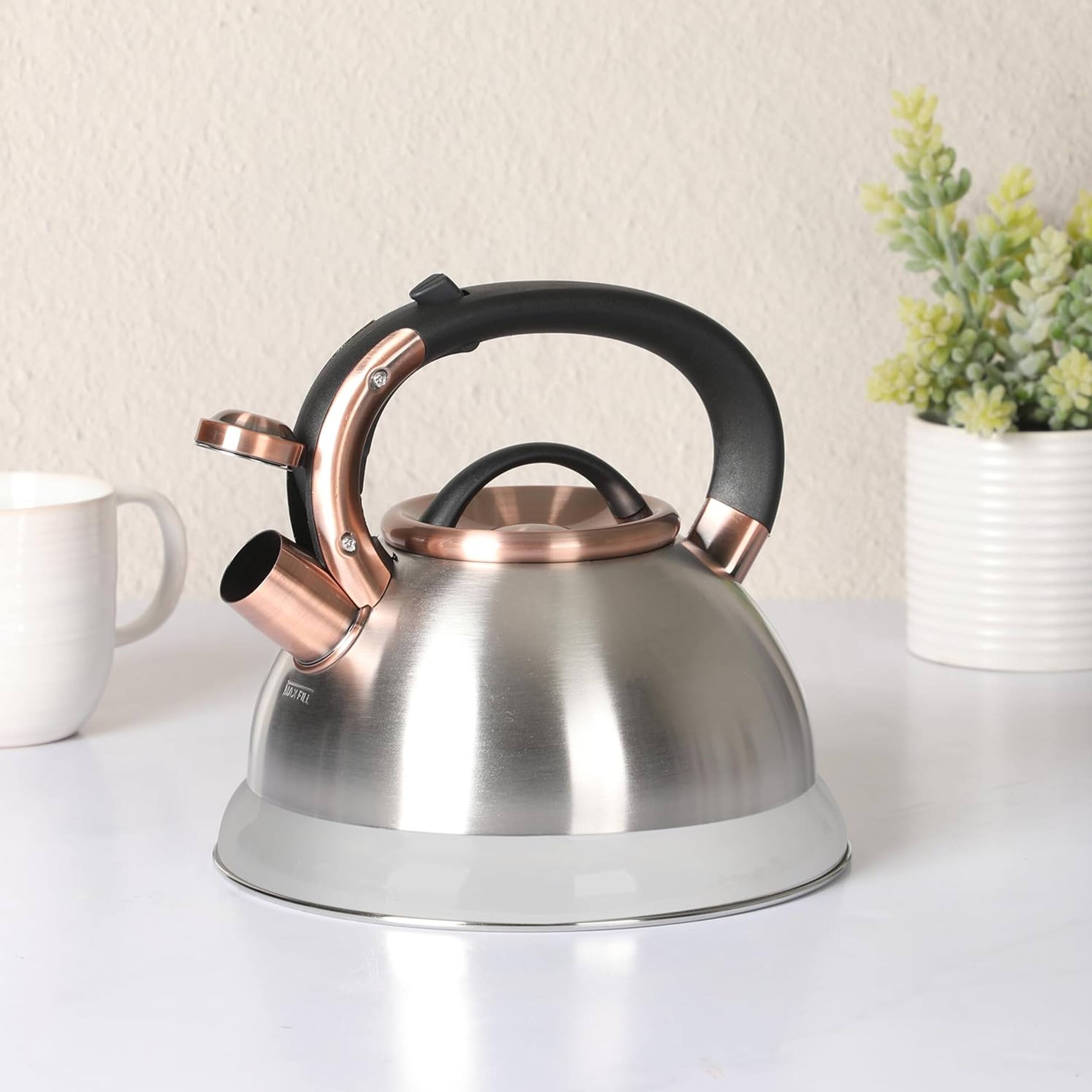 Alt View 6. Mr. Coffee - Mr. Coffee Flintshire 2.2 Quart Stainless Steel Whistling Tea Kettle W/ Nylon Handle in Silver - Silver.