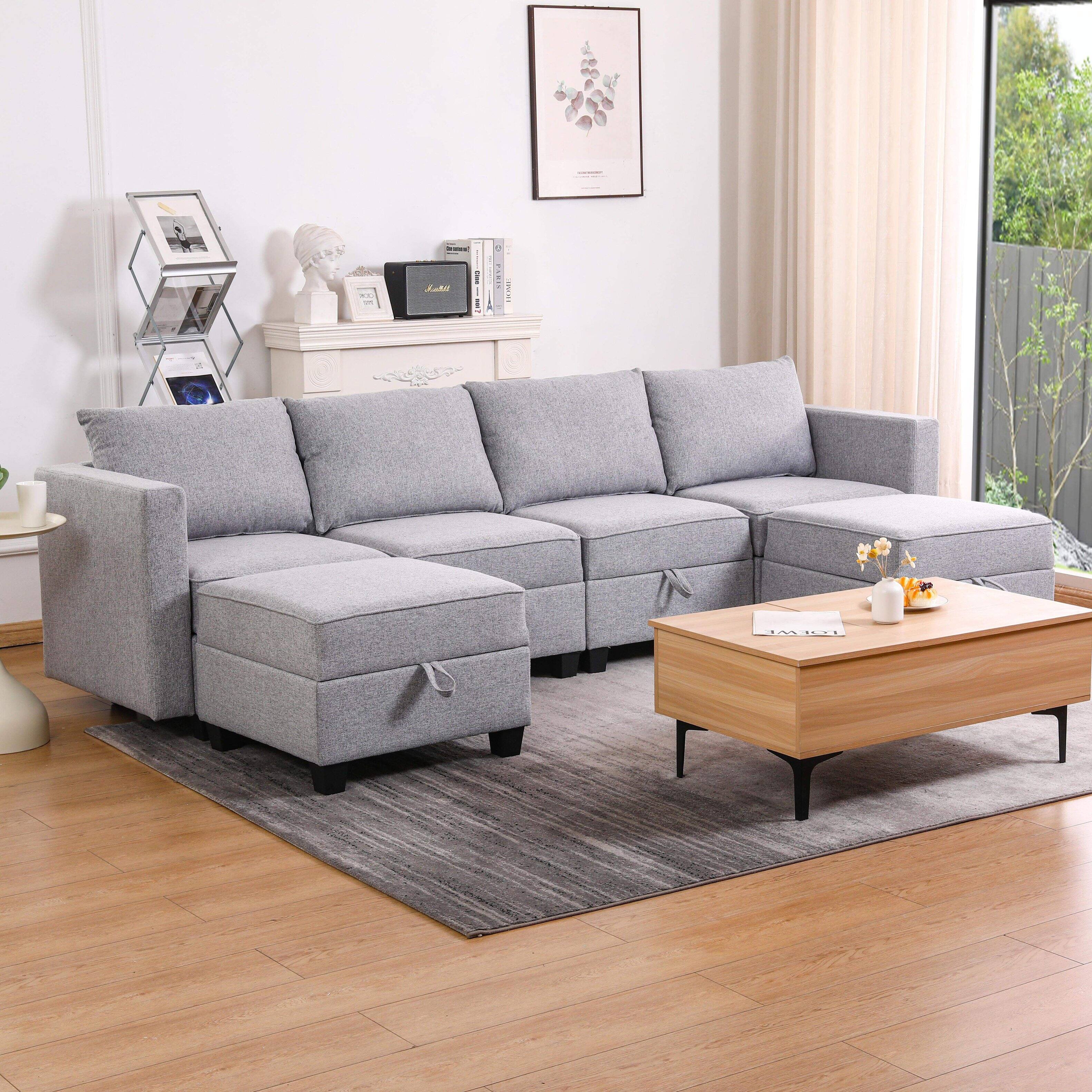 Roomtec Convertible Modular Sectional Sofa Couch with Storage Seat U ...
