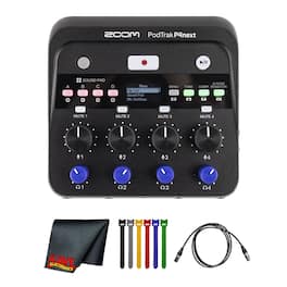 Zoom - PodTrak P4next Podcast Recorder, Battery Powered, 4 Microphone Inputs, 4 Headphone Outputs, AI Noise Reduction, Ton