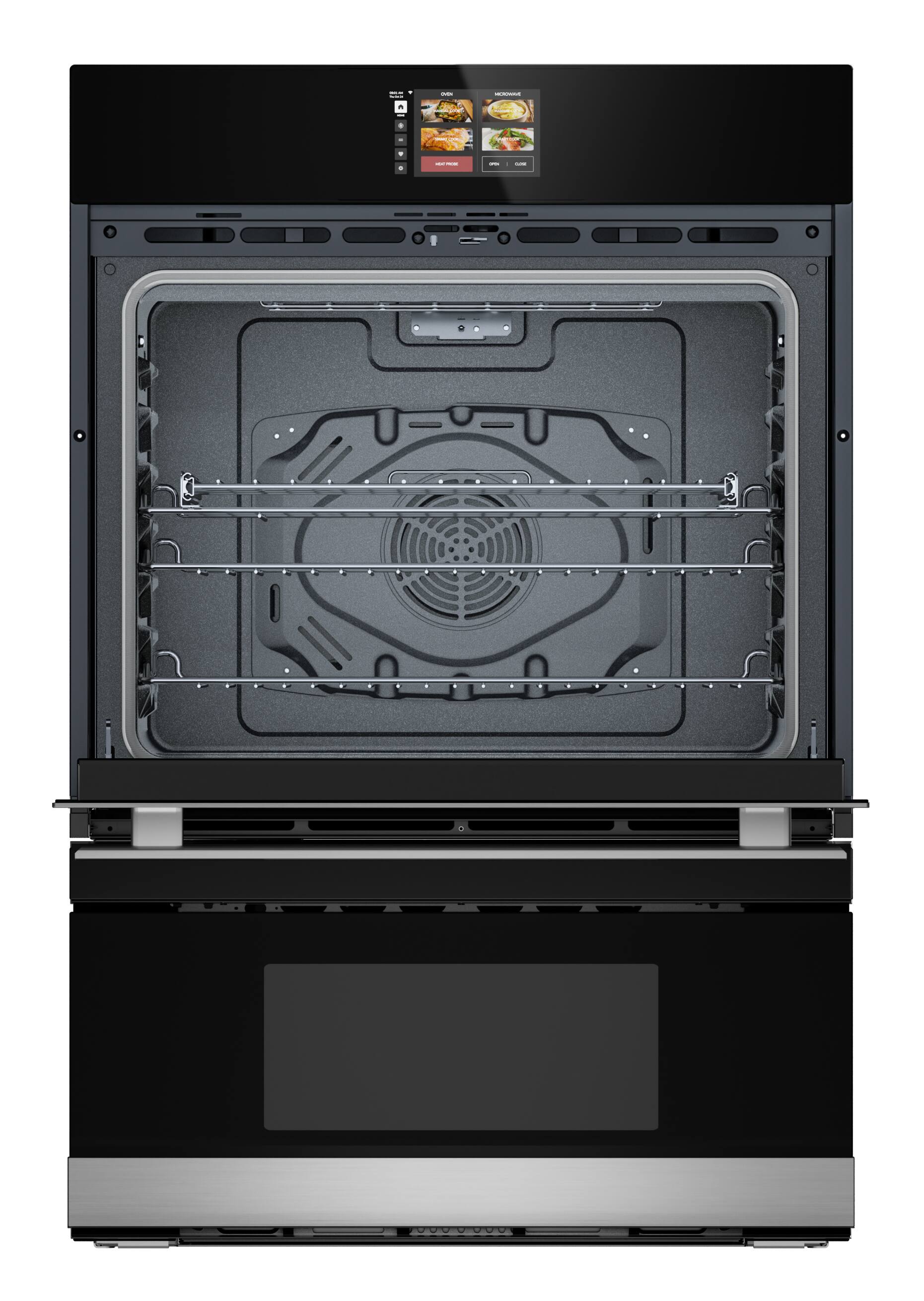 Alt View 4. Sharp - 30 In Smart Convection Wall Oven and Microwave Drawer Combination for Single Cutout with Alexa Compatibility (SWB3085HS) - Stainless Steel.